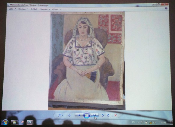 Die «Sitzende Frau» von Henri Matisse (gezeigt an einer Computer-Präsentation) gehört zu Gurlitts Sammlung.