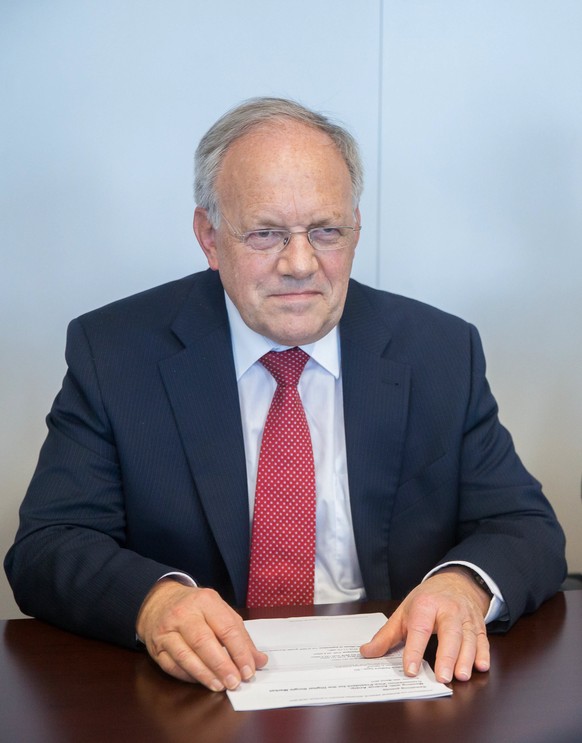 epa05878620 Swiss Federal Councillor Johann Schneider-Ammann is welcomed by Andrus Ansip, the European Commissioner for Digital Single Market and Vice President of the European Commission (not seen) a ...