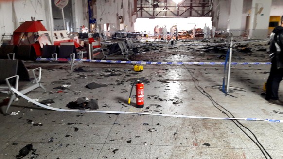 Zerstörte Abflughalle am Flughafen Zaventem in Brüssel.