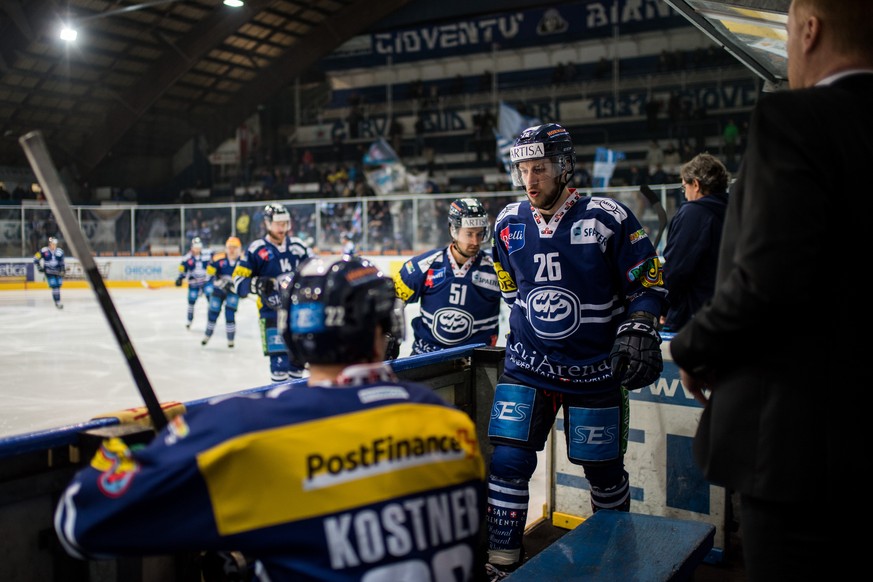 Ambri&#039;s player Tommaso Goi before the relegation game playout of National League A (NLA) Swiss Championship 2016/17 between HC Ambri Piotta and EHC Kloten, at the ice stadium Valascia in Ambri, S ...