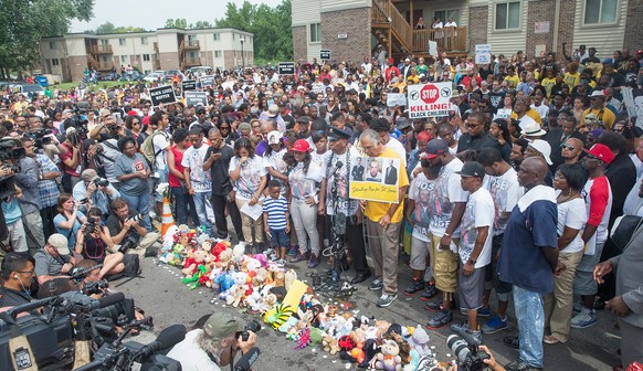 Kundgebung für den getöteten schwarzen Jugendlichen Michael Brown in Ferguson.