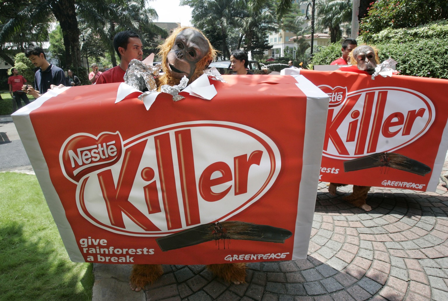 Protestaktion gegen Nestlé in Indonesien, 2010.