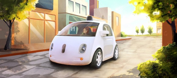 epa04538516 An undated artistic sketch handout picture released by Google on 23 December 2014 shows a prototype of a self-driving car. Google unveiled its first &#039;fully functional&#039; self-drivi ...