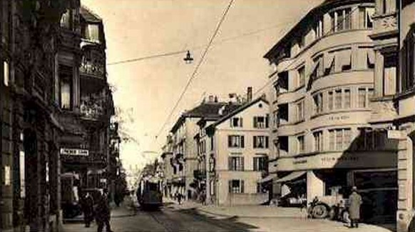 Die Seefeldstrasse, Blick Richtung Bellevue, im Jahr 1920.