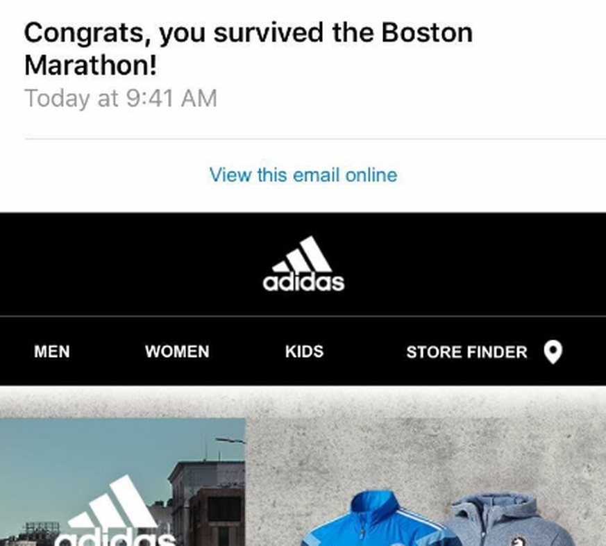 Adidas Mail zum Boston-Marathon