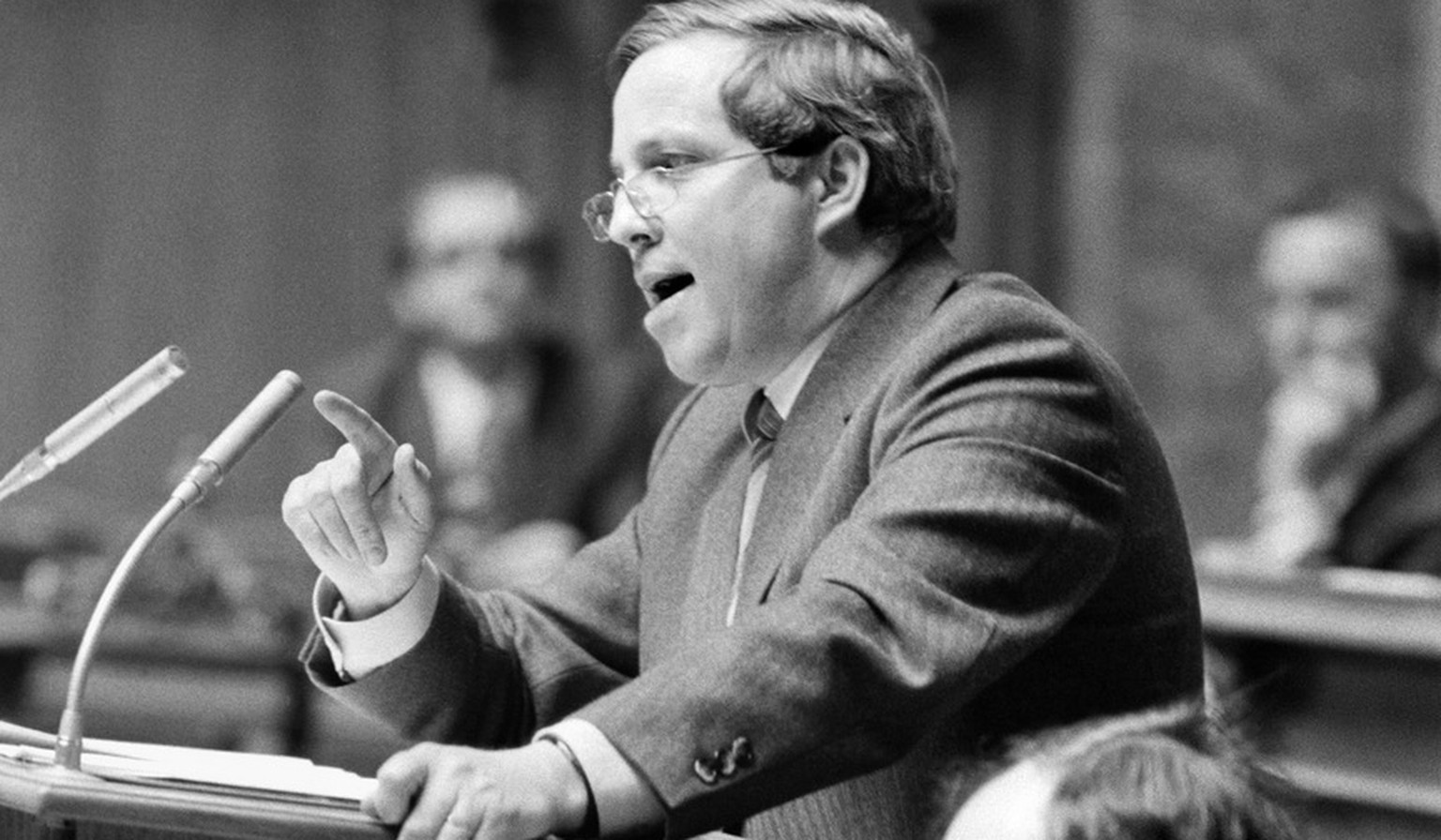 SVP-Nationalrat Christoph Blocher während der Frühlingssession 1984.