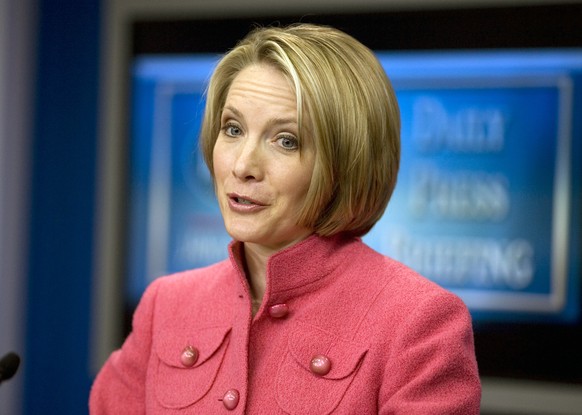 FILE - This Jan. 16, 2009 file photo shows former White House press secretary Dana Perino during her final appearance in the press briefing room at the White House in Washington. Perino, the Fox News  ...