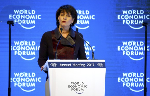 Swiss President Doris Leuthard attends the World Economic Forum (WEF) annual meeting in Davos, Switzerland January 17, 2017. REUTERS/Ruben Sprich