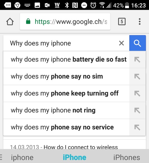 Das Sorgenkind Nr. 1 beim iPhone ist die kurze Akkulaufzeit. Danach googeln iPhone-Nutzer besonders häufig.