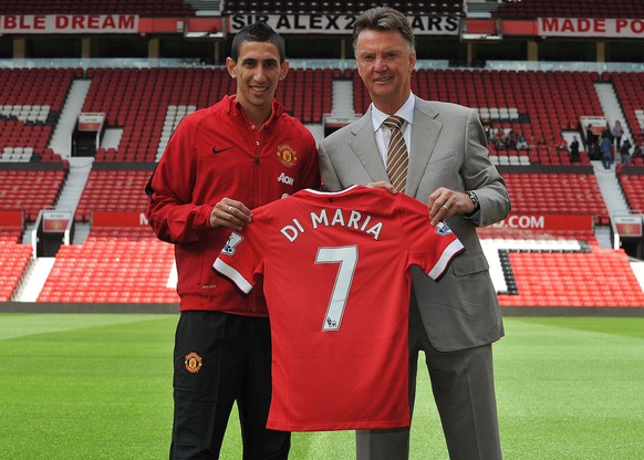 Werden sie gemeinsam glücklich im Old Trafford? Di Maria und ManU-Manager Louis van Gaal.