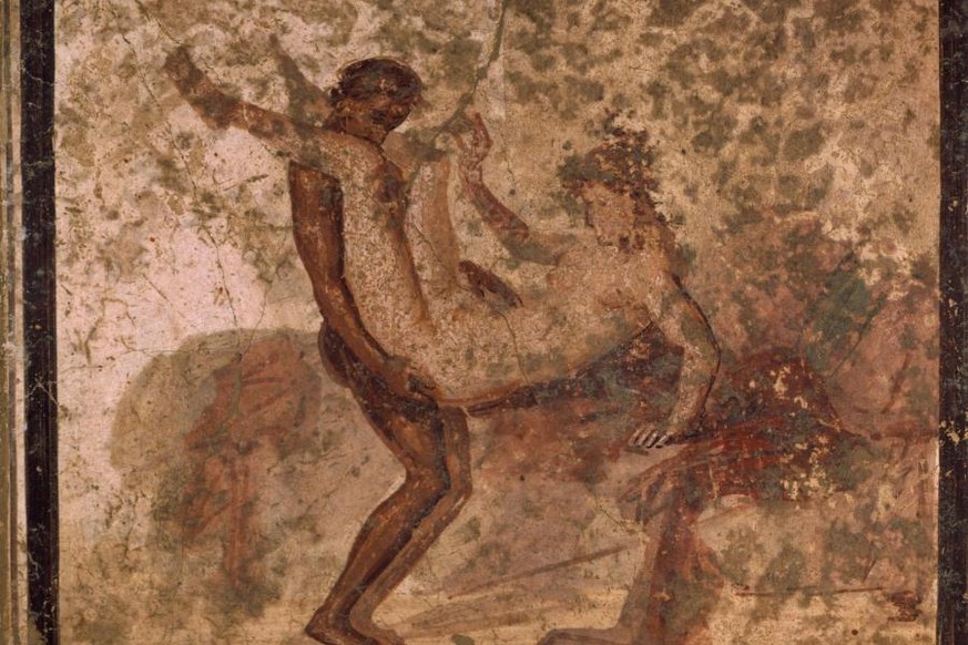 Erotische Wandmalerei in Pompeij.&nbsp;