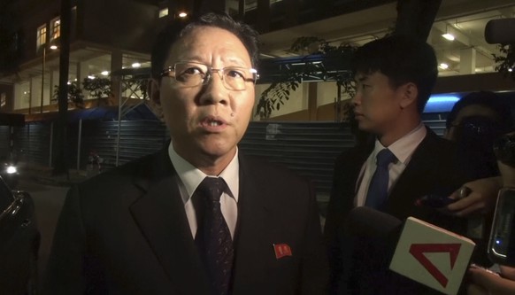 In this image made from video, North Korean Ambassador to Malaysia Kang Chol speaks to the media gathered outside the morgue in Kuala Lumpur, Malaysia, Friday, Feb. 17, 2017. North Korea said it will  ...