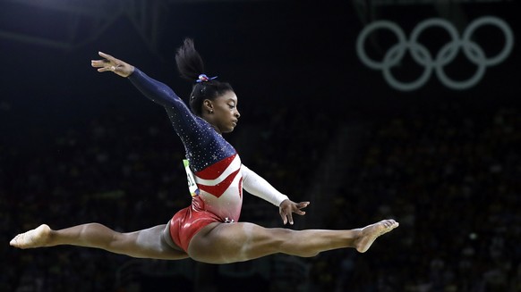 United States&#039; Simone Biles performs on the balance beam during the artistic gymnastics women&#039;s team final at the 2016 Summer Olympics in Rio de Janeiro, Brazil, Tuesday, Aug. 9, 2016. (AP P ...