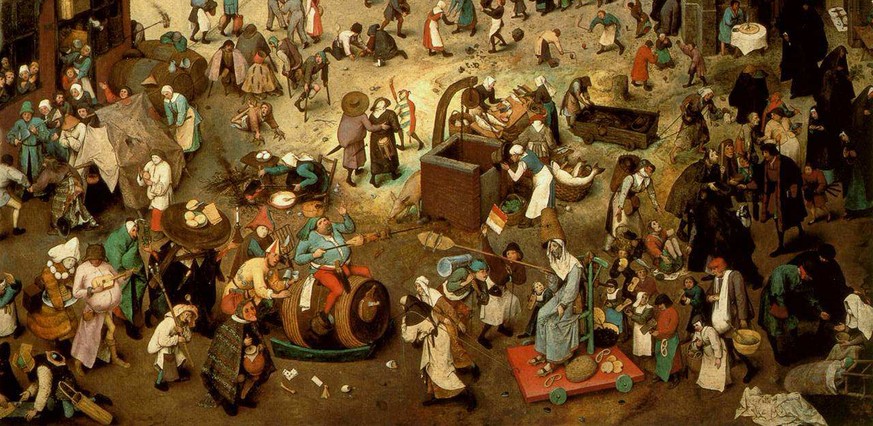 «Der Kampf zwischen Karneval und Fasten». Gemälde (Ausschnitt) von Pieter Breughel (1559).