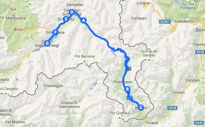 Die dritte Etappe von Pontresina bis St.Moritz (eventuell bis Sils) gibt es hier im Livetracking!