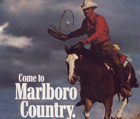 Eine Ikone der Werbegeschichte: Werbung für Marlboro-Zigaretten.