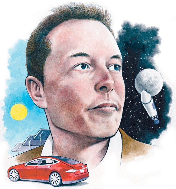Eine Doug Griswold Illustration von Elon Musk.