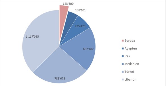 Verteilung der Flüchtlinge aus Syrien.