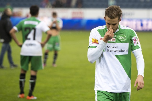 St. Gallens Roy Gelmi nach dem Fussball Meisterschaftsspiel der Super League zwischen dem FC Luzern und dem FC St. Gallen, am Sonntag, 23. Oktober 2016, in Luzern. (KEYSTONE/Urs Flueeler)