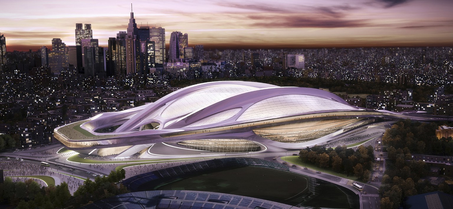 So hätte das Stadion von Tokyo, designed von Zaha Hadid, aussehen sollen. Doch den Auftraggebern wurde es zu teuer.
