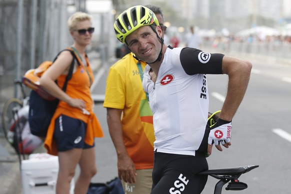 Switzerland&#039;s Michael Albasini looks on in the finish area during the men&#039;s cycling road race in Rio de Janeiro, Brazil, at the Rio 2016 Olympic Summer Games, pictured on Saturday, August 06 ...