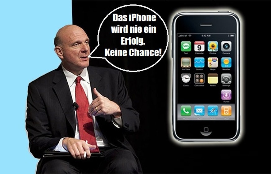 Ex-Microsoft-Chef Steve Ballmer beschied dem iPhone 2007 keine Zukunft. Zehn Jahre später hat Apple über 1 Milliarde Smartphones verkauft.