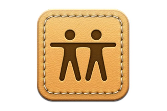 Genähtes Leder: Das frühere Logo von Apples «Freunde finden»-Apps.