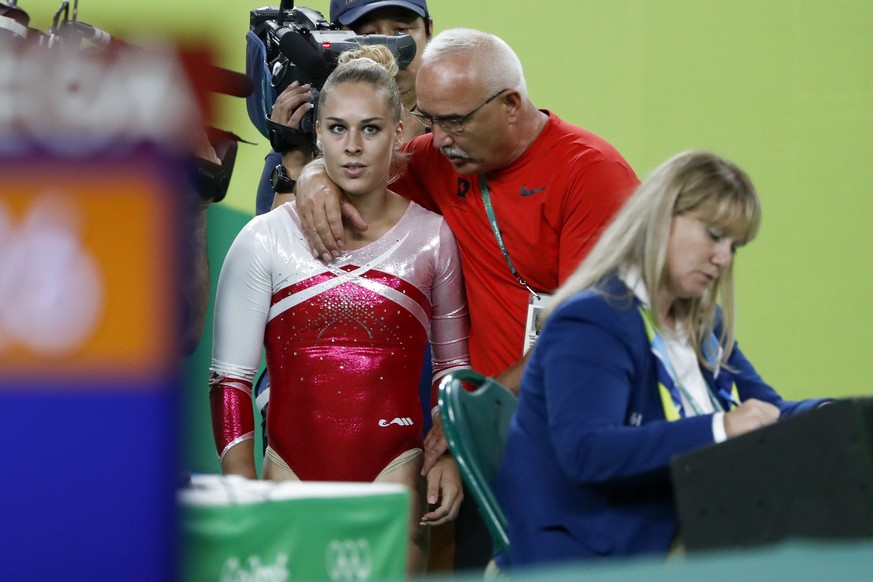 Switzerland&#039;s Giulia Steingruber is disappointed after her performance in the women’s Artistic Gymnastics floor exercise final in the Rio Olympic Arena in Rio de Janeiro, Brazil, at the Rio 2016  ...