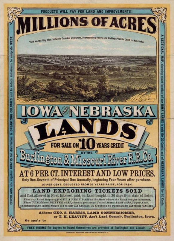 Plakat: Land zu verkaufen in Iowa und Nebraska