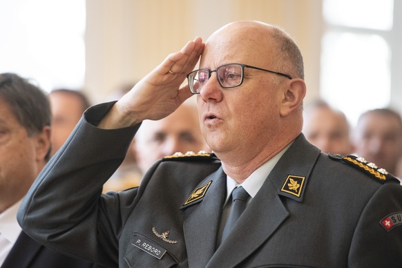 Der Chef Armee, Philippe Rebord anlaesslich der Delegiertenversammlung der Schweizerischen Offiziersgesellschaft SOG vom Samstag, 16. Maerz 2019 im Kloster Einsiedeln. (KEYSTONE/Urs Flueeler)