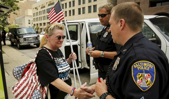 Lob für die Polizeiarbeit: Die Bewegung «Blue Lives Matter» sieht sich als Konkurrenz zur schwarzen Bürgerrechtsbewegung «Black Lives Matter».