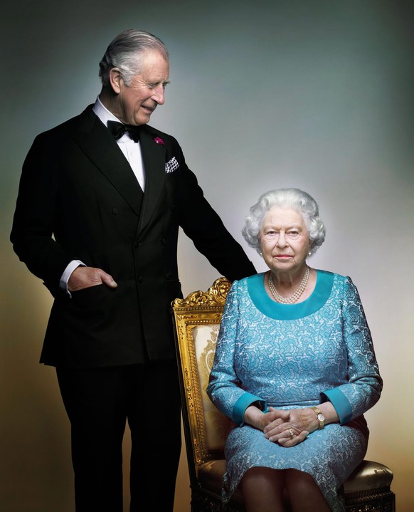 epa05680399 A supplied image obtained Saturday, 18, 2016 of Queen Elizabeth ll and Prince Charles taken in May 2016 in the White Drawing Room at Windsor Castle, prior to the final night of the Queen&# ...