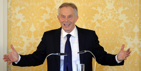 epa05410870 Former British prime minister Tony Blair speaks during a press conference in response to the Chilcot Iraqi Inquiry, at the Admiralty House, London, Britain, 06 July 2016. Tony Blair said:  ...