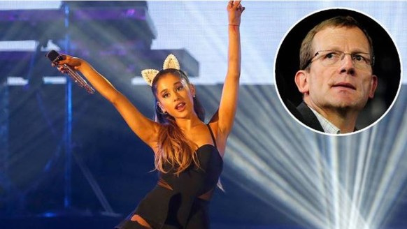 Ariana Grande bei einem Auftritt. Hallenstadion-CEO Felix Frei.