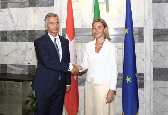 Didier Burkhalter mit der neuen EU-Aussenbeauftragten Federica Mogherini.