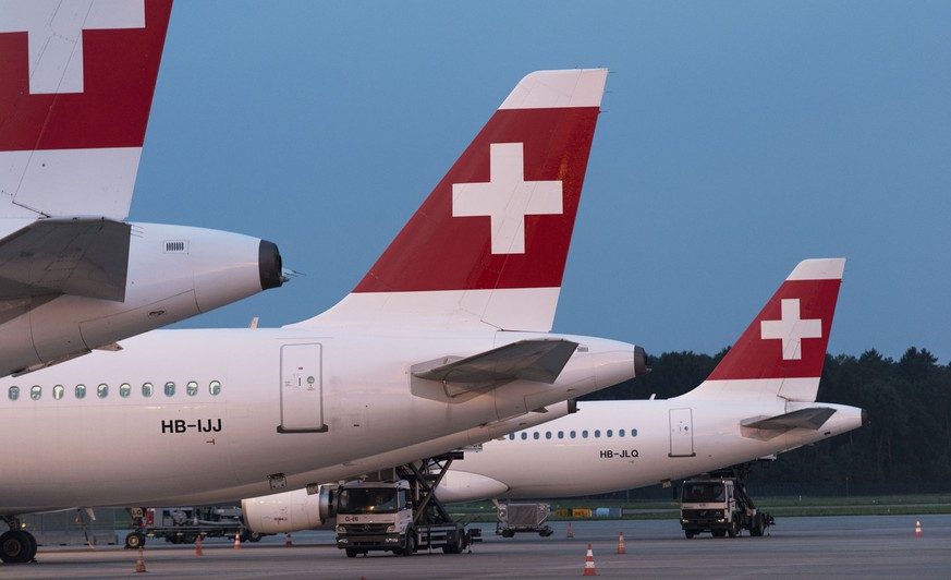 0.9 Prozent weniger Passagiere als im Vorjahreszeitraum – Swiss-Maschinen am Flughafen Kloten.