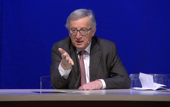 REFILE - CORRECTING SOURCE AND ADDING RESTRICTIONSEuropean Commission President Jean-Claude Juncker is seen in this screen grab addressing a conference on the twenty-fifth anniversary of the signing o ...