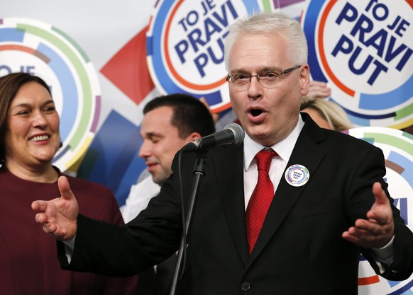 Croatian president and presidential candidate Ivo Josipovic speaks after the unofficial results in the headquarters in Zagreb December 28, 2014. Josipovic faces a tight run-off next month to try to wi ...
