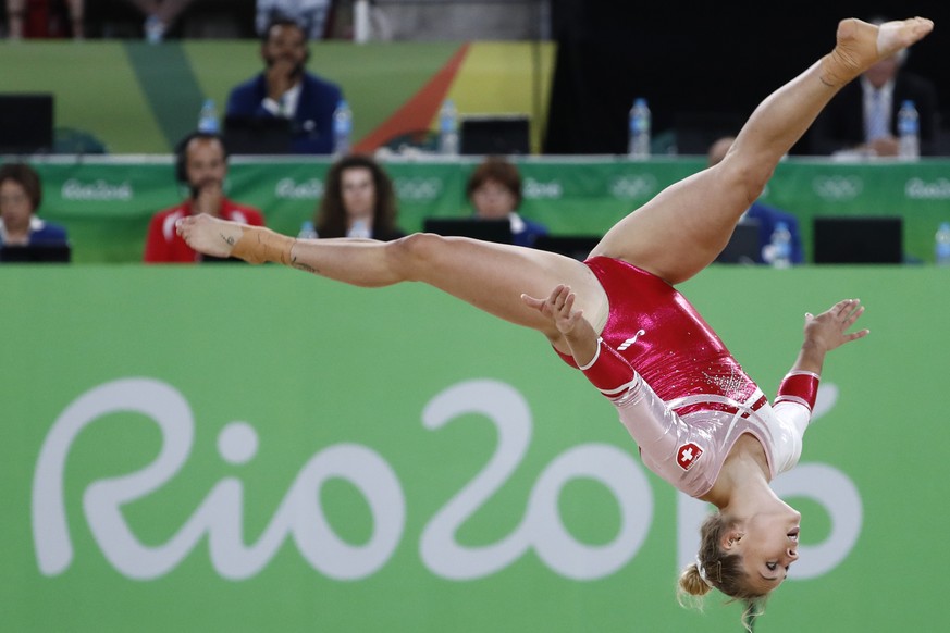 Switzerland&#039;s Giulia Steingruber competes during the women’s Artistic Gymnastics floor exercise final in the Rio Olympic Arena in Rio de Janeiro, Brazil, at the Rio 2016 Olympic Summer Games, pic ...