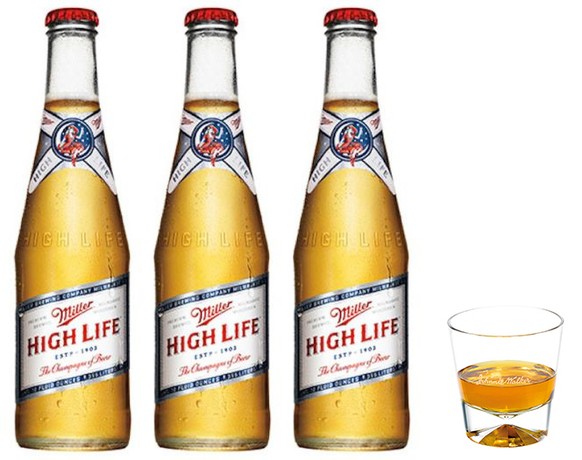 miller high life bier us-bier johnnie walker scotch whisky alkohol trinken http://jezebel.com/shitty-beer-is-the-best-beer-and-miller-high-life-is-b-1718621976