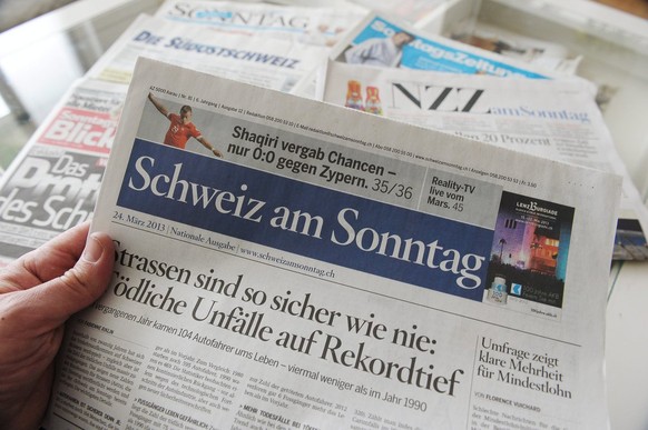 Die neue Sonntagszeitung &quot;Schweiz am Sonntag&quot; erscheint zum ersten Mal in den Kiosken, am Sonntag, 24. Maerz 2013. Erstmals sind die bisherigen Sonntagszeitungen &quot;Der Sonntag&quot; und  ...