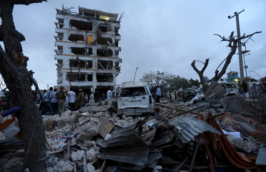 Die Ruinen des Jazeera Palace Hotels in Mogadischu. Hier verkehren vor allem Diplomaten, Vertreter internationaler Hilfsorganisationen und Regierungsbeamte.&nbsp;