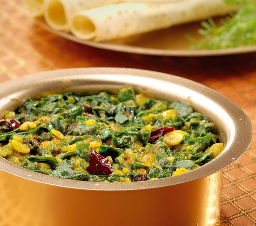 Palak toovar dal spinat dhal linsen indisch indien essen food vegetarisch https://www.tarladalal.com/Palak-Toovar-Dal-(-Iron-Rich-Recipes-)-5707r