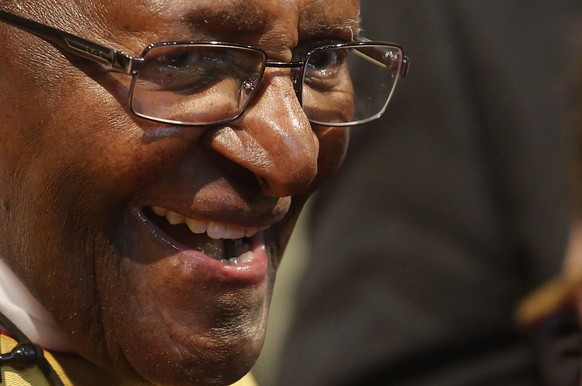 Anglican Archbishop Emeritus Desmond Tutu smiles during a church service at the St. George&#039;s Cathedral as he celebrates his 85th birthday in Cape Town, South Africa, Friday, Oct. 7, 2016. (AP Pho ...
