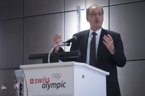 Bundesrat Guy Parmelin bei seiner Rede der der Versammlung des Sportparlaments von Swiss Olympic.
