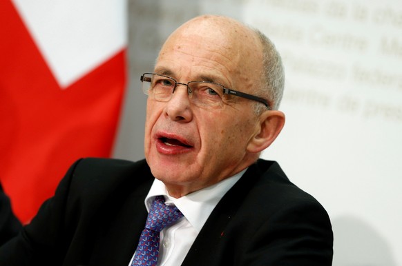Swiss Finance Minister Ueli Maurer attends a news conference on an initiative for &#039;sovereign money&#039; that would pin sole responsibility for creating money on the Swiss National Bank in Bern,  ...