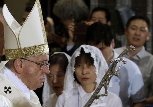 Papst Franziskus an der Messe in Seoul.