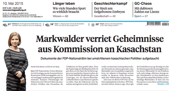 «SonntagsZeitung» vom 10. Mai 2015: gut zugespitzt.