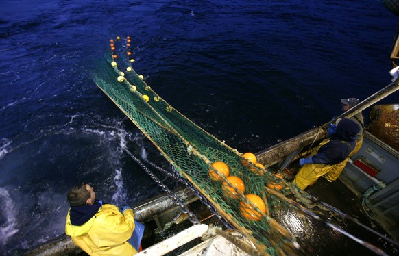 Fishermen from the Boulogne sur Mer trawler &quot;Nicolas Jeremy&quot; raise the fishing net during the night September 29, 2008. European Union ministers opened a debate on Monday on how to overhaul  ...