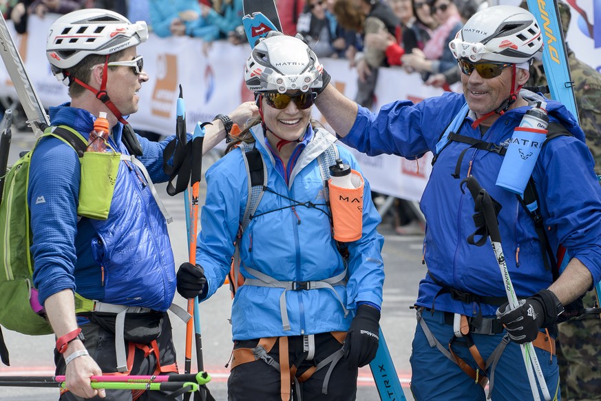 Auch am Ziel der 1. Etappe in Verbier, Pippa strahlt wie ein Maienkäfer.